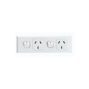 HPM Excel Double Worktop 10Amp Socket with Busbar Link - White